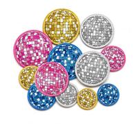 Tapufitil 12 Pack Multicoloured Disco Ball Iron-on Patches, Glittering Star Patches for Jeans, Jackets, Bags & Personalised DIY Clothing Repair Decoration
