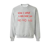 TAQ-SPORTS NOW I HAVE A MACHINE GUN HO HO HO SWEATSHIRT - DIE HARD CHRISTMAS JUMPER (SMALL, GREY)