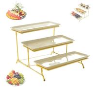 Taqargzy 3 Tiered Dessert Stand，Serving Stand， Stand Stainless Steel Dessert Display Stand, Dinner Plate for Party, Wedding, Birthday, Decoration, Any Holiday and Celebration