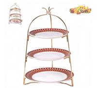 Taqargzy 3 Tiered Dessert Stand，Serving Stand with Tray and Bowl - Tiered Platter - Great for Cakes, Desserts, Shrimp, Appetizers and More(Red)