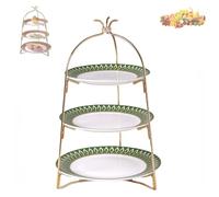 Taqargzy 3 Tiered Dessert Stand，Serving Stand with Tray and Bowl - Tiered Platter - Great for Cakes, Desserts, Shrimp, Appetizers and More(Green)