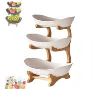 Taqargzy 3 Tiered Dessert Stand，Serving Stand，Wooden Tray, Solid Acacia Wood Tray for Home Decor, Food, Vegetables, Fruit, Deli, Appetizer Tray, Cheese Board(B)