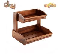 Taqargzy 3 Tiered Dessert Stand， Serving Stand，Wooden Tray, Solid Acacia Wood Tray for Home Decor, Food, Vegetables, Fruit, Deli, Appetizer Tray, Cheese Board(A)