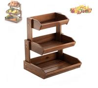 Taqargzy 3 Tiered Dessert Stand， Serving Stand，Wooden Tray, Solid Acacia Wood Tray for Home Decor, Food, Vegetables, Fruit, Deli, Appetizer Tray, Cheese Board(B)