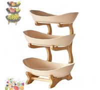 Taqargzy 3 Tiered Dessert Stand，Serving Stand，Wooden Tray, Solid Acacia Wood Tray for Home Decor, Food, Vegetables, Fruit, Deli, Appetizer Tray, Cheese Board(C)