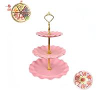 Taqargzy 3tiered Dessert Stand， Serving Stand，Large Tiered Serving Stand, Tray Dessert Stand, Food Stand for Party Display, Cookie Fruit Dessert Tray(Pink)