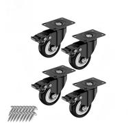 Taqargzy Casters, 1.5" Casters, Set of 4 Heavy Duty Casters, Lockable Bearing Plate Casters with Brakes, 360 Degree Swivel Casters for Furniture and Workbench Carts,(C)