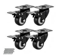 Taqargzy Casters, 1.5" Casters, Set of 4 Heavy Duty Casters, Locking Industrial Casters, 360 Degree Quiet Polyurethane Wheels, Swivel Plate Casters with Brakes(A)