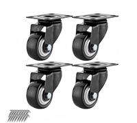 Taqargzy Casters, 1.5" Casters, Set of 4 Heavy Duty Casters, Locking Industrial Casters, 360 Degree Quiet Polyurethane Wheels, Swivel Plate Casters with Brakes(B)