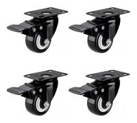 Taqargzy Casters, 1.5" Casters, Set of 4 Heavy Duty Casters, Locking Industrial Casters, Quiet Polyurethane Wheels, Swivel Plate Furniture and Workbench Cart Casters(A)