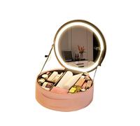Taqargzy Travel Makeup with LED Lighted Mirror, Cosmetic Bag, Wide-Open Portable Make Up Bag Organizer for Women for Make up Organizer Hair & Nail Accessories Pouch Beach Bag Organizer(A)
