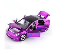 TAQCGH Scale Model Car Replica 1:32 Scale Alloy Diecast Miniature Static Car Model For Tesla Model 3 Metal Vehicles Souvenir Ornaments Motor Vehicles(Purple)