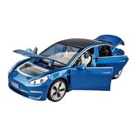 TAQCGH Scale Model Car Replica 15CM 1/32 For Tesla Model 3 High Simulation Car Model Die-cast Pull Back Vehicle Collecting Hobby Motor Vehicles(Blue)