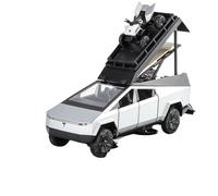 TAQCGH Scale Model Car Replica 16cm Scale Model Car Replicas 1/32 For Tesla Cybertruck Camper RV Die-cast Vehicles Display Motor Vehicles(Silver)