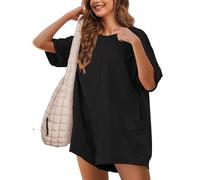 TAQCUX Womens One Piece Jumpsuit Oversized Overalls Shorts Trendy Loose Hot Shot Tee Romper, Black, XL