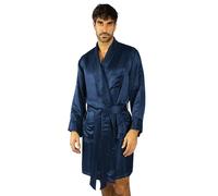 Tara Sartoria Luxury Artisan Silk Robes For Men, Pure Natural Mulberry Mens Silk Robes 27 Momme, Deep Blue, 3XL