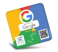 TARAFFICE - Epoxy Google Review NFC Plate | Google Review Social QR Code Panel | Increase your Google Reviews 5 Stars Instantly | Compatible iPhone & Android-English (4xColor)