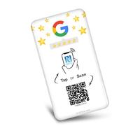 TARAFFICE - Epoxy Google Review NFC Plate | Social QR Code Panel Google Review | Increase Your Google Reviews 5 Stars Instantly | iPhone & Android Compatible | 55x100-English (White)