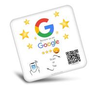 TARAFFICE - NFC Plate Google Reviews in Epoxy | QR Code Panel For 5-Star Reviews | Compatible with iPhone and Android English (White)
