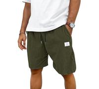 TARAINYA Mens Corduroy Shorts Cotton Drawstring Men's Summer Stretch Casual Short with Pockets Army Green 2XL