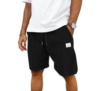 TARAINYA Mens Corduroy Shorts Cotton Drawstring Men's Summer Stretch Casual Short with Pockets Black L