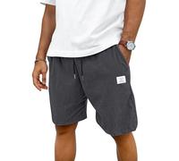 TARAINYA Mens Corduroy Shorts Cotton Drawstring Men's Summer Stretch Casual Short with Pockets Carbon Grey 3XL