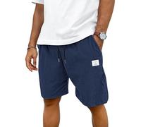 TARAINYA Mens Corduroy Shorts Cotton Drawstring Men's Summer Stretch Casual Short with Pockets Dark Blue 3XL