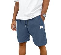 TARAINYA Mens Corduroy Shorts Cotton Drawstring Men's Summer Stretch Casual Short with Pockets Elegant Blue XL