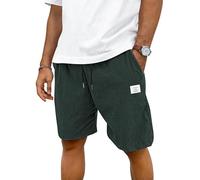 TARAINYA Mens Corduroy Shorts Cotton Drawstring Men's Summer Stretch Casual Short with Pockets Green Grey L