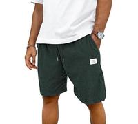 TARAINYA Mens Corduroy Shorts Cotton Drawstring Men's Summer Stretch Casual Short with Pockets Green Grey M