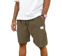 TARAINYA Mens Corduroy Shorts Cotton Drawstring Men's Summer Stretch Casual Short with Pockets Khaki 3XL