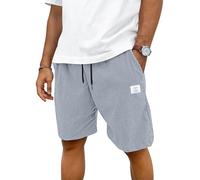 TARAINYA Mens Corduroy Shorts Cotton Drawstring Men's Summer Stretch Casual Short with Pockets Light Grey 4XL