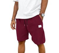TARAINYA Mens Corduroy Shorts Cotton Drawstring Men's Summer Stretch Casual Short with Pockets Wine red 3XL