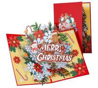 Tarana Christmas Cards, 3D Pop Up Christmas Cards for Friends, Family, Kids, Mum and Dad Xmas Cards with Envelope and Blank Notes (Christmas Snowflake)