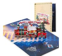 Tarana Christmas Cards, 3D Pop Up Christmas Cards for Friends, Family, Kids, Mum and Dad Xmas Cards with Envelope and Blank Notes (Christmas Train)