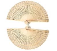 TARANDUS Foldable Hand Fan & Wooden Fans Handheld - 2-Pack Chinese Vintage Folding Fans with Sandalwood Scent, Hollow Carving for Wedding/Birthday Party Favors, Photography Props, Home Décor (Wooden)