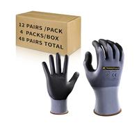 TARANTULA Nitrile Coated General Purpose Safety Work Gloves 48 Pairs Seamless Breathable Nylon Gloves with Black Nitrile Microfoam Small