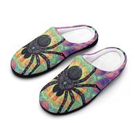 Tarantula Spider Web Men's Cotton Slippers Indoor House Shoes Warm Gift for Travel Bedroom Hotel 9-10（42-43）