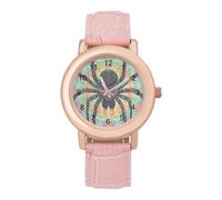 Tarantula Spider Web Women Simplicity Watch with Leather Strap Easy Reader Ladies Wristwatch