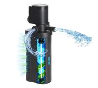 Tararium 600L/H 4-in-1 Submersible Aquarium Filter with UV Light - Internal Water Pump & Clarifier for 40-150L Fish Tanks - Silent Operation for Betta, Turtle, Freshwater & Saltwater