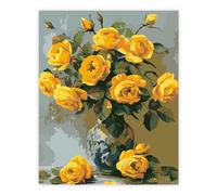 TARATH Paint by Numbers for Adults and Beginner, Painting by Number Retro Yellow Flower Without Frame, Oil Paintings on Canvas, House Wall Decor 16x20in (40x50cm)