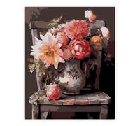 TARATH Painting by Numbers for Adults and Beginner, Paint by Numbers Chair Flower Without Frame, Oil Paintings on Canvas, Home Wall Decor 16x20in (40x50cm)