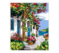 TARATH Painting by Numbers for Adults and Beginner, Paint by Numbers House Flower Without Frame, Oil Paintings on Canvas, Home Wall Decor 16x20in (40x50cm)