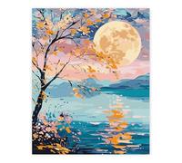 TARATH Painting by Numbers for Adults and Beginner, Paint by Numbers Sunset Landscape, Oil Paintings on Canvas Without Frame, House Wall Decor 16x20in (40x50cm)