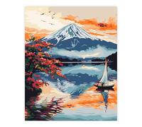 TARATH Painting by Numbers for Adults and Beginner, Paint by Numbers Sunset Mountain Without Frame, Oil Paintings on Canvas, House Wall Decor 16x20in (40x50cm)