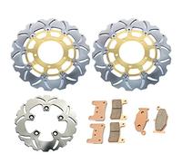 TARAZON Motorcycle Front Rear Brake Discs Rotors and Pads Set (Gold, for S.u.z.u.k.i GSXR 600 750 06 07/ GSXR1000 07 08)