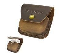 TarbicGear Belt Clip Airpod Case, Universal Leather Belt Holster for Airpod Pro, Samsung Galaxy Buds and Beats Studio Buds, Real Leather Earbuds Pouch for Belt, Brown Color