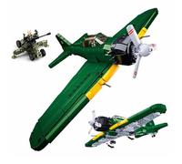 Tarcury Battle Brick WW2 A6M Fighter Aircraft - 560 PCS Building Block Army Toys with 2 Toy Soldiers and Anti-Aircraft Gun - Ideal for Kids and Adults