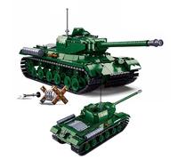 Tarcury Battle Brick WW2 IS-2 Heavy Tank Building Bricks Set - 845 PCS Army Set with 3 Toy Soldiers & Roadblock, 2-in-1 Educational & Fun Gift for Kids and Adults