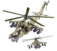 Tarcury MI-24 Attack Helicopter Building Set - 893 PCS 1:30 Scale Military Gunship Model, Battle Brick WW2 Army Toy Set Age 8+ with 3 Toy Soldiers